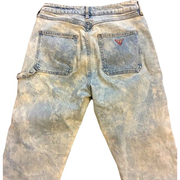 VTG 80s Guess carpenter jeans Barrel Baggy Acid Wash High Waist Ankle Women 29 - Picture 1 of 11